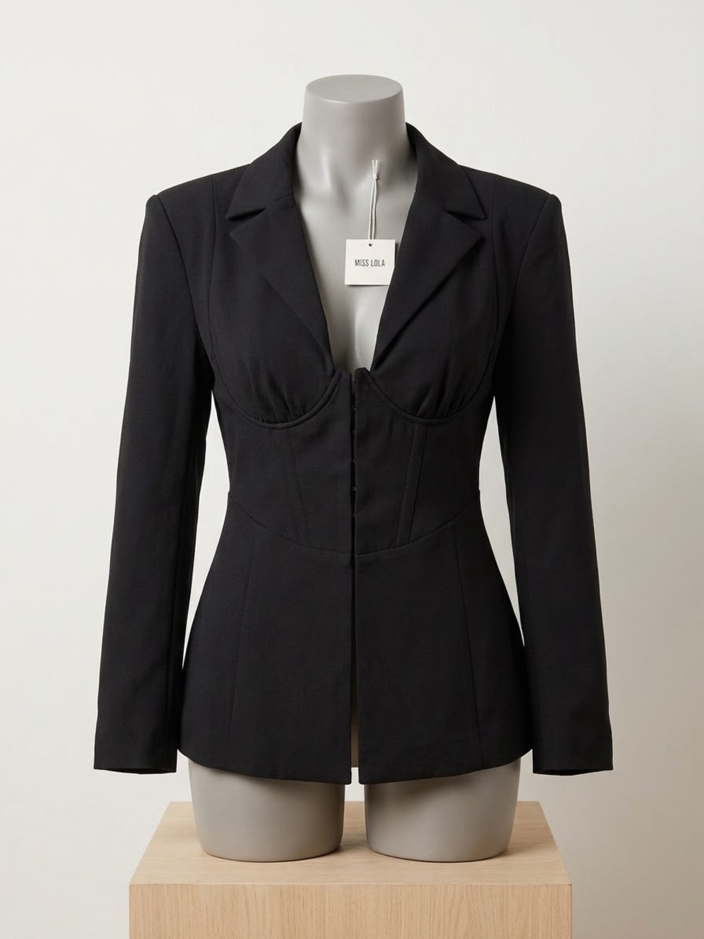 Miss Lola Black Tailored Bust-Seam Blazer